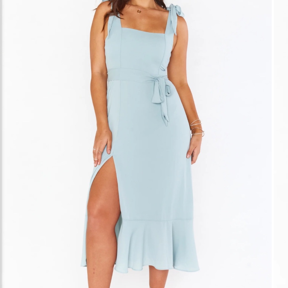 NWT - Show Me Your Mumu Claire Midi Dress in Silver Sage Crisp